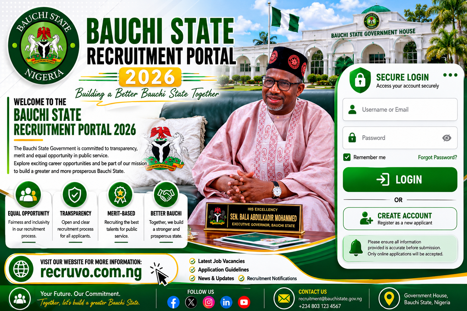 Bauchi State Recruitment Portal Login 2026: How to Register, Apply, Check Status & Download Appointment Letter